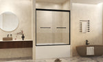 56-60" W × 60" H Tempered Glass with Explosion Proof Film, Aluminum Frame Double Sliding Shower Door, "1/4 (6 mm), Stainless Steel handle