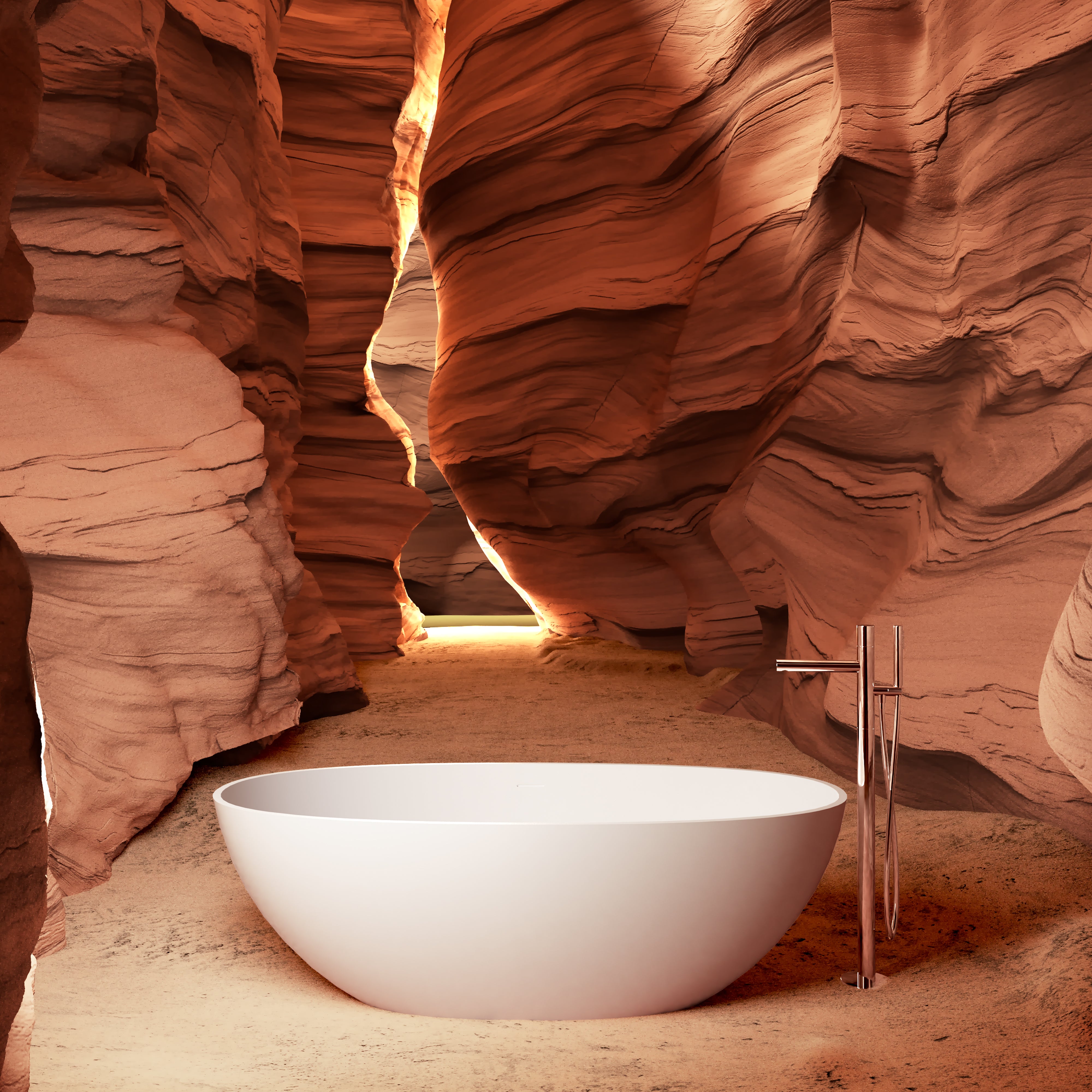65" Freestanding Solid Surface Bathtub, Luxury Handcrafted Stone Resin Freestanding Soaking Bathtub with Overflow and Pop-up Drain, Matte White
