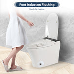 Heated Seat Smart Toilet, One Piece Toilet, Automatic Flush Tankless Toilet without Bidet, with Foot sensor Flush, Blue Night Light, Knob Control, Power Outage Flushing, Soft Close Cover,White