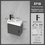 15 Inch Wall Mounted Bathroom Vanity Set with Integrated Ceramic Sink & Medicine Cabinet Mirror, Solid Wood Frame Floating Bathroom Washstand with Single Door Storage, Compact Vanity for Small Bathrooms
