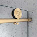 Brushed Gold frameless one fixed and one shifted Shower Door,70MM 304 stainless steel large pulleys with adjustable soft closing function,with nano easy cleaning,stick explosion-proof menbrance