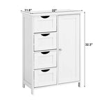 White Bathroom Storage Cabinet, Floor Cabinet with Adjustable Shelf and Drawers