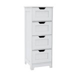 White freestanding storage cabinet with 4 drawers, suitable for bathroom, living room, kitchen
