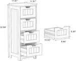 White freestanding storage cabinet with 4 drawers, suitable for bathroom, living room, kitchen