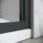 Sliding Shower Glass Door 56-60 in. W x 72 in. H, Adjustable Semi Frameless Shower Door, Certified Thick Clear Clear Tempered Glass, 304 Stainless Steel Handles, Black Finish