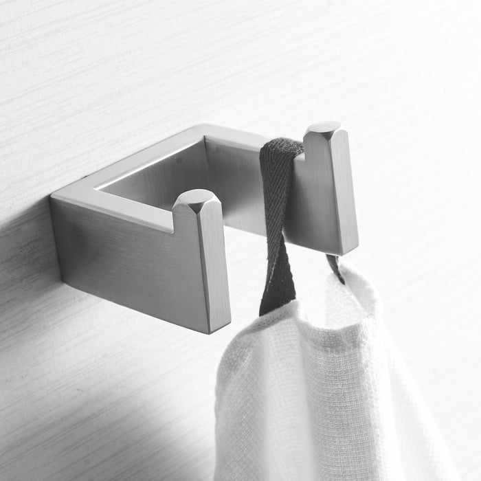 Simple Double Towel Hook, SUS304 Stainless Steel Bath Towel Holder, Bathroom Double Robe Hook, Hand Towel Hanger Wall Mount