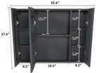 Modern 39x28 inches Aluminium Bathroom Cabinets, Medicine Cabinets with Mirrors and LED Lights, Bathroom Storage Cabinet with Multilevel Storage Compartments
