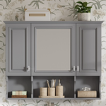 35'' x 28'' Wall Mounted Bathroom Medicine Cabinet, Modern Bathroom Wall Cabinet with Mirror, Mirror Cabinet with Open Shelves