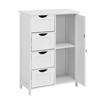 White Bathroom Storage Cabinet, Floor Cabinet with Adjustable Shelf and Drawers