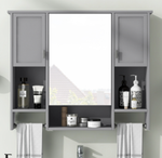 35'' x 28'' Modern Wall Mounted Bathroom Storage Cabinet, Bathroom Wall Cabinet with Mirror, Medicine Cabinet with Towels Bar