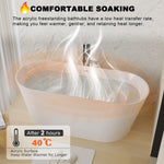 59" Acrylic Freestanding Bathtub, Stand Alone Soaking Tub, Gloss White Finish, Chrome Overflow & Pop-Up Drain