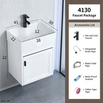 16-inch Modern Wall-Mounted Bathroom Vanity with Sink, White Floating Vanity, Wall-Mounted Storage Bathroom Cabinet, Modern Bathroom Furniture for Small Spaces