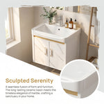 20-inch Off-White Wall-Mounted Compact Bathroom Mini Vanity Unit 20-inch Basin with Sink Designed for Compact Bathrooms Floating Vanity Unit