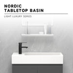 15 Inch Wall Mounted Bathroom Vanity Set with Integrated Ceramic Sink & Medicine Cabinet Mirror, Solid Wood Frame Floating Bathroom Washstand with Single Door Storage, Compact Vanity for Small Bathrooms