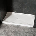 60x36 Inch White Acrylic Shower Base, Center Drain, Non-Slip Surface