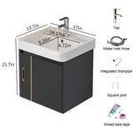 17-inch Gray-Gold Wall-Mounted Floating Mini Bathroom Vanity Set with Sink, Modern Bathroom Sink Vanity