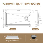 60x32 Inch White Acrylic Shower Base, Right Drain, Non-Slip Surface