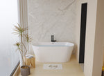 59" Acrylic Freestanding Bathtub, Stand Alone Soaking Tub, Gloss White Finish, Chrome Overflow & Pop-Up Drain
