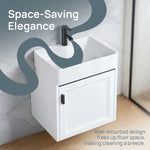 16-inch Modern Wall-Mounted Bathroom Vanity with Sink, White Floating Vanity, Wall-Mounted Storage Bathroom Cabinet, Modern Bathroom Furniture for Small Spaces