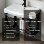 20 INS Compact Wall-Mounted Vanity Cabinet Black Wrought Iron Frame Bathroom Cabinet Ceramic Basin Bathroom Sink Unit Vanity para baño