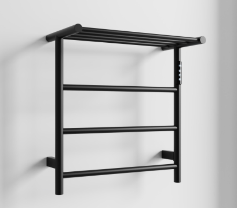 Heated Towel Rack with Top Shelf, 3-Bar Towel Wall MountedWarmer for Bathroom with Intelligent Touch Screen Timer, 304 Stainless Steel Polished