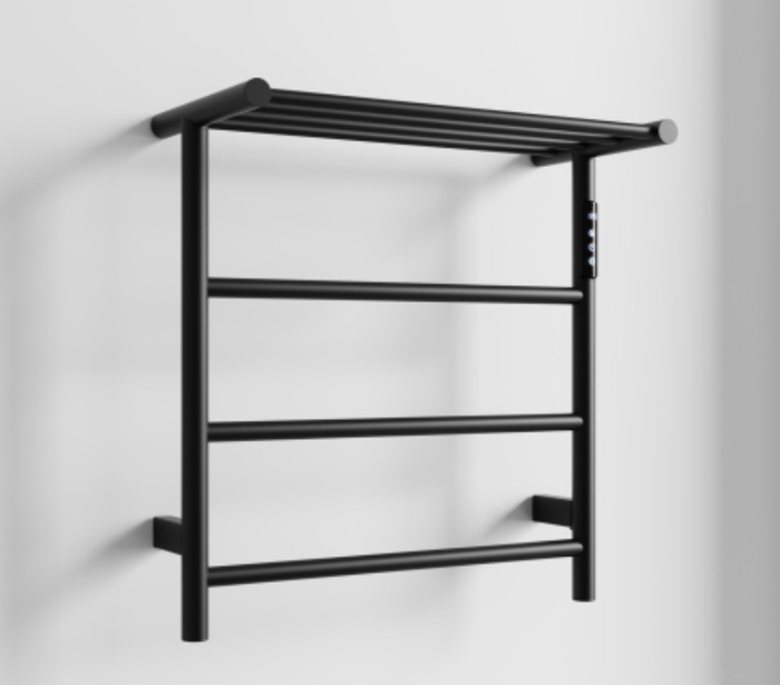 Heated Towel Rack with Top Shelf, 3-Bar Towel Wall MountedWarmer for Bathroom with Intelligent Touch Screen Timer, 304 Stainless Steel Polished