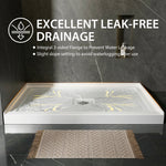 48x32 Inch White Acrylic Shower Base, Center Drain, Non-Slip Surface