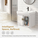 20-inch Shallow White-Black Wall-Mounted Compact Bathroom Mini Vanity 20-inch Sink-Included Vanity Designed for Compact Bathrooms Floating Vanity