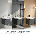 17-inch Wall-Mounted Compact Bathroom Vanity with Integrated Ceramic Sink—A Modern, Floating Single-Door Vanity Ideal for Small Bathrooms and Apartments