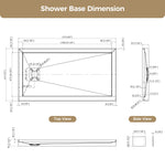 60x32 Inch White Acrylic Shower Base, Left Drain, Non-Slip Surface
