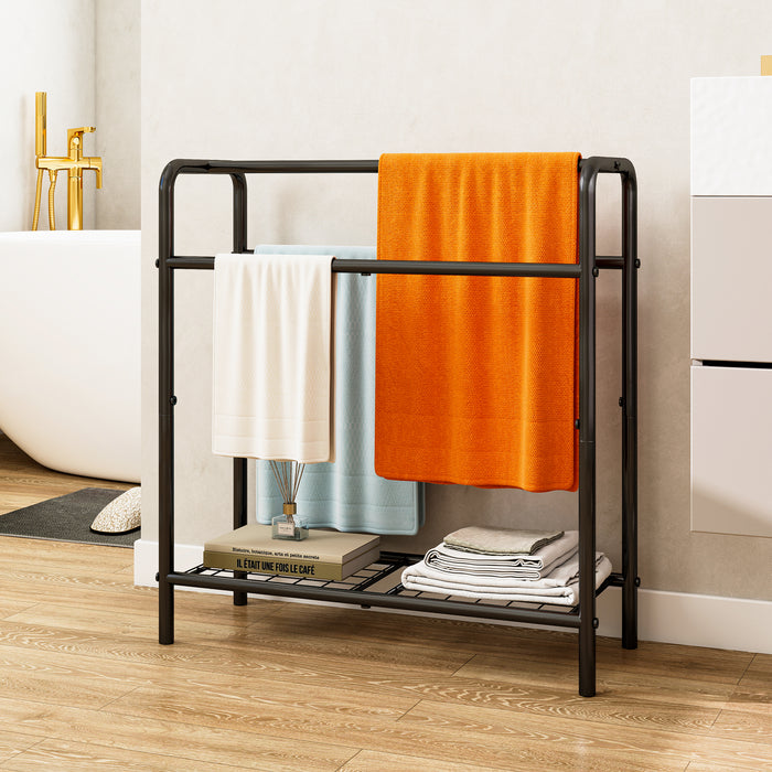 3 Tier Metal Towel Rack, Freestanding Towel Holder for Bathroom, Save Space with Storage, Display Rack for Bedroom, Bathroom, Swimming Pool