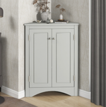 Triangle Bathroom Storage Cabinet with Adjustable Shelves, Freestanding Floor Cabinet for Home Kitchen