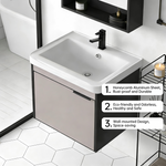 17-inch Wall-Mounted Compact Bathroom Vanity with Integrated Ceramic Sink—A Modern, Floating Single-Door Vanity Ideal for Small Bathrooms and Apartments