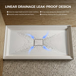60x32 Inch White Acrylic Shower Base, Center Drain, Non-Slip Surface