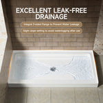 60x30 Inch White Acrylic Shower Base, Center Drain, Non-Slip Surface