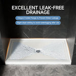 60x36 Inch White Acrylic Shower Base, Center Drain, Non-Slip Surface
