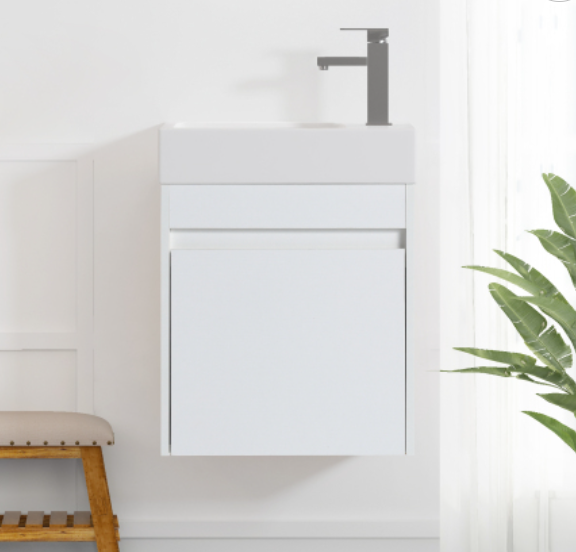 18'' Floating Wall-Mounted Bathroom Vanity with White Resin Sink & Soft-Close Cabinet Door