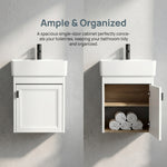 16-inch Modern Wall-Mounted Bathroom Vanity with Sink, White Floating Vanity, Wall-Mounted Storage Bathroom Cabinet, Modern Bathroom Furniture for Small Spaces