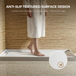 60x32 Inch White Acrylic Shower Base, Center Drain, Non-Slip Surface