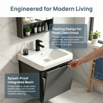 17-inch Wall-Mounted Compact Bathroom Vanity with Integrated Ceramic Sink—A Modern, Floating Single-Door Vanity Ideal for Small Bathrooms and Apartments