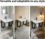 20 INS Compact Wall-Mounted Vanity Cabinet Black Wrought Iron Frame Bathroom Cabinet Ceramic Basin Bathroom Sink Unit Vanity para baño