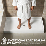 60x30 Inch White Acrylic Shower Base, Center Drain, Non-Slip Surface