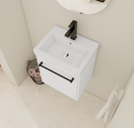 18'' Floating Wall-Mounted Bathroom Vanity with Ceramic Sink & Soft-Close Cabinet Door, For Small Bathroom