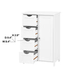 White Bathroom Storage Cabinet, Floor Cabinet with Adjustable Shelf and Drawers