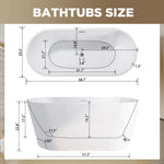 59" Acrylic Freestanding Bathtub, Stand Alone Soaking Tub, Gloss White Finish, Chrome Overflow & Pop-Up Drain
