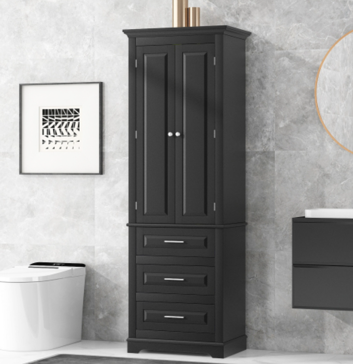 Tall Storage Cabinet with Three Drawers for Bathroom/Office