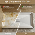 60x32 Inch White Acrylic Shower Base, Center Drain, Non-Slip Surface
