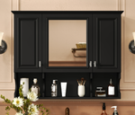 35'' x 28'' Wall Mounted Bathroom Medicine Cabinet, Modern Bathroom Wall Cabinet with Mirror, Mirror Cabinet with Open Shelves