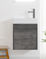 18'' Floating Wall-Mounted Bathroom Vanity with White Resin Sink & Soft-Close Cabinet Door