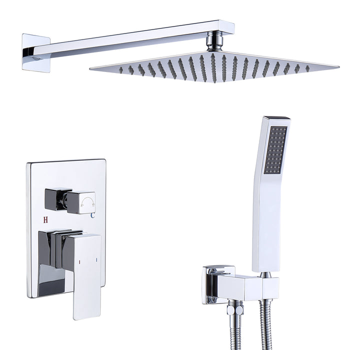 Shower System Shower Faucet Combo Set Wall Mounted with 12" Rainfall Shower Head and handheld shower faucet